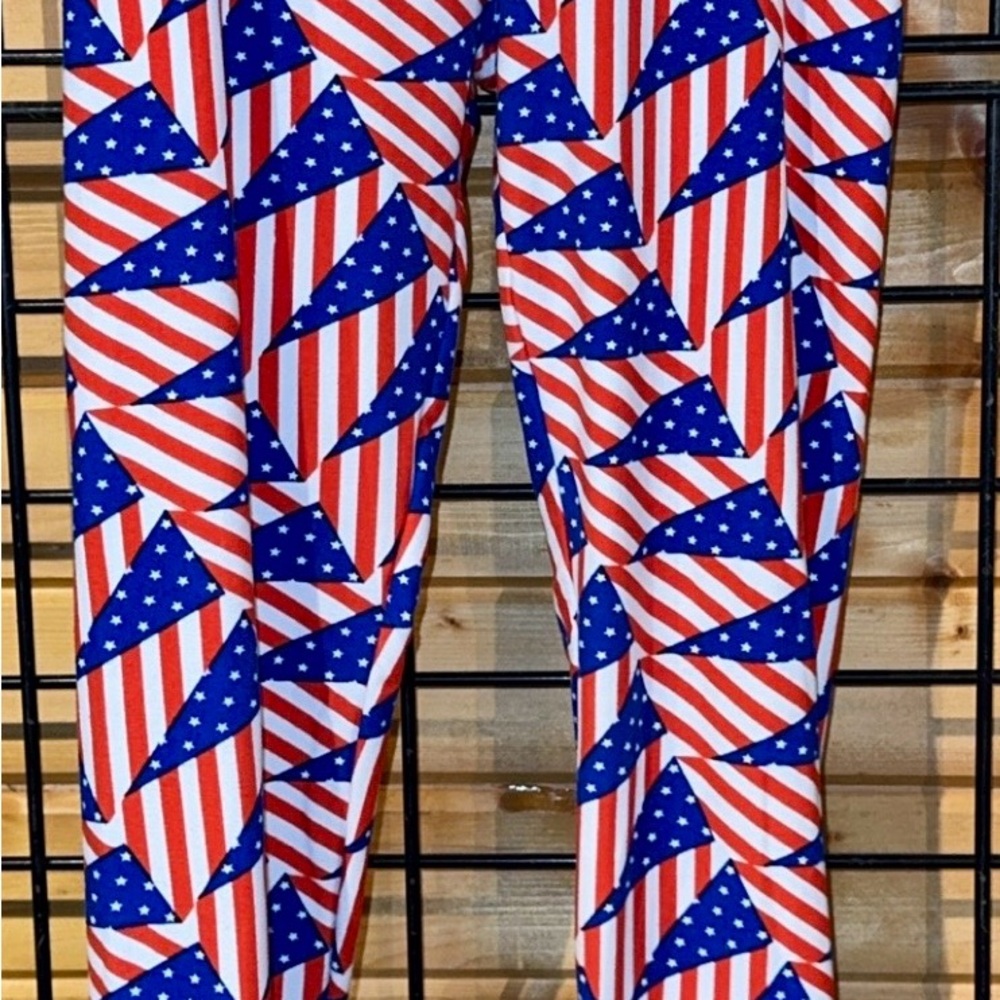LuLaRoe Kids Leggings with Red, White, and Blue Pattern